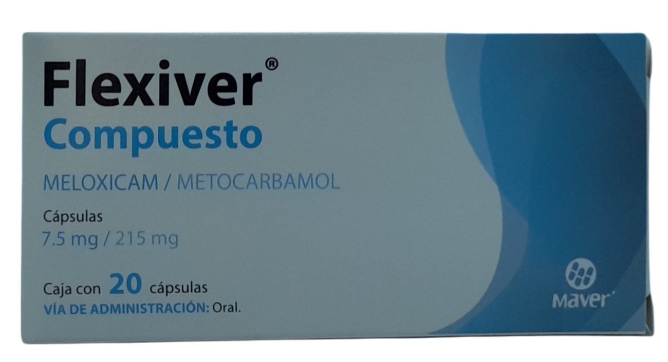 Farmacias San Agustin - 💊Flexiver Compuesto (Meloxicam/metocarbamol)  😣Dolor 💥Inflamación 🆗Relajante muscular 💊Es una combinación de un  antiinflamatorio no esteroideo y un relajante muscular, indicado en  condiciones musculoesqueléticas, donde