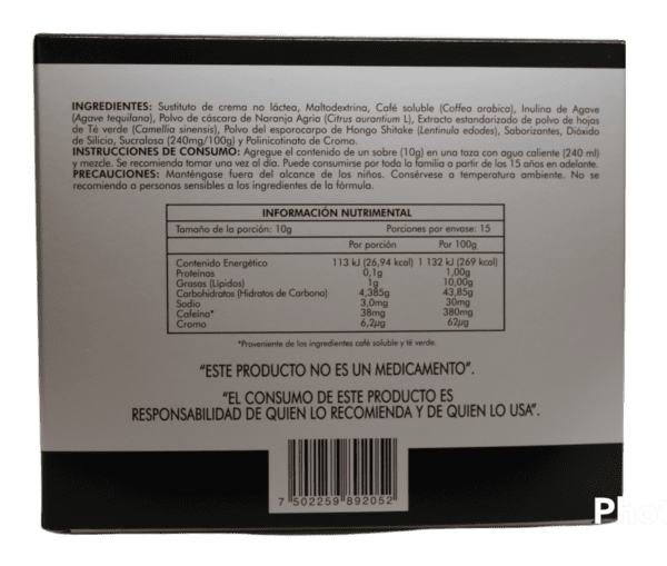 Koffie Capuchino (Hongo Shitake/Nja/Agave/Te Verde) Pvo En Sobre 10 G C/15 Naturex - Imagen 2