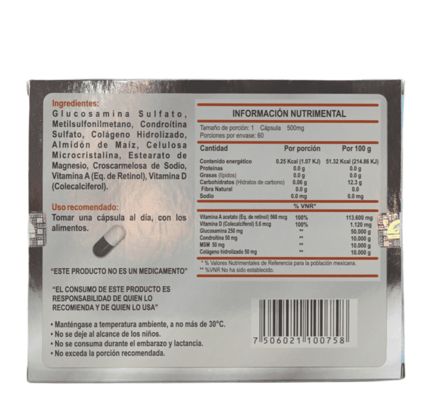 G-Fx Caps (Glucosamina/Msm/Condroitina/Colageno) Cap 500 Mg C/60 Natutech - Imagen 2